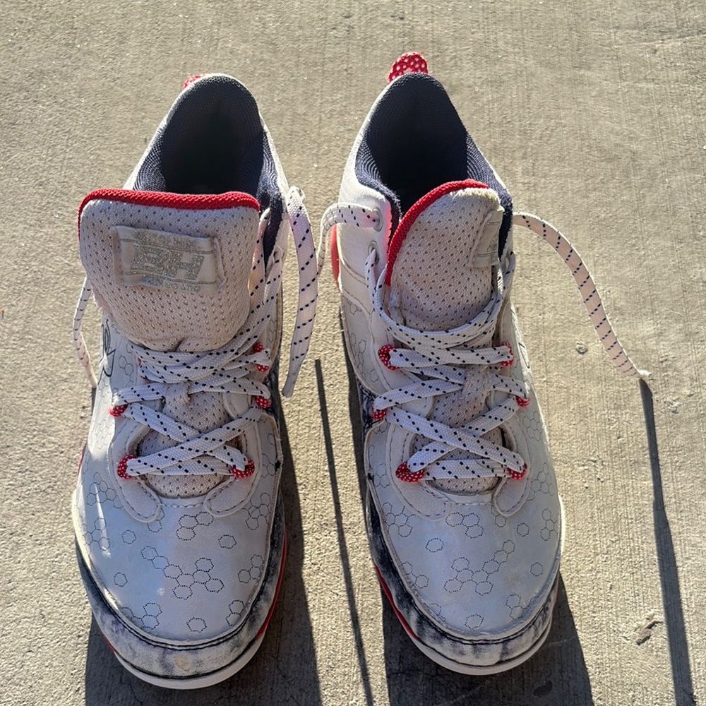 Kids White and Red High-Top Sneakers